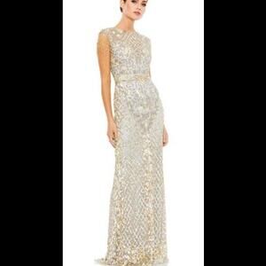 (6) NWT Mac Duggal BEADED FRINGE GOWN MSRP $598, Sz6